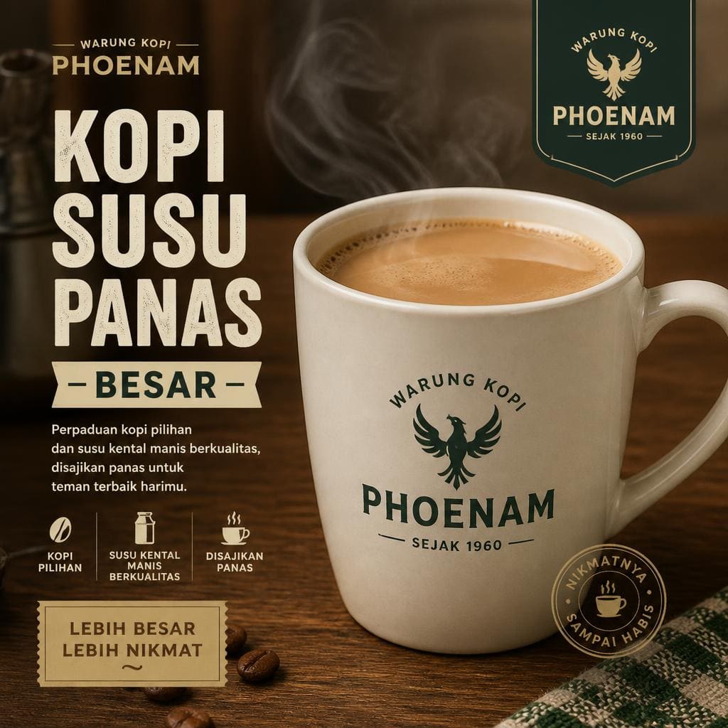 Kopi Susu Panas Besar Warkop Phoenam